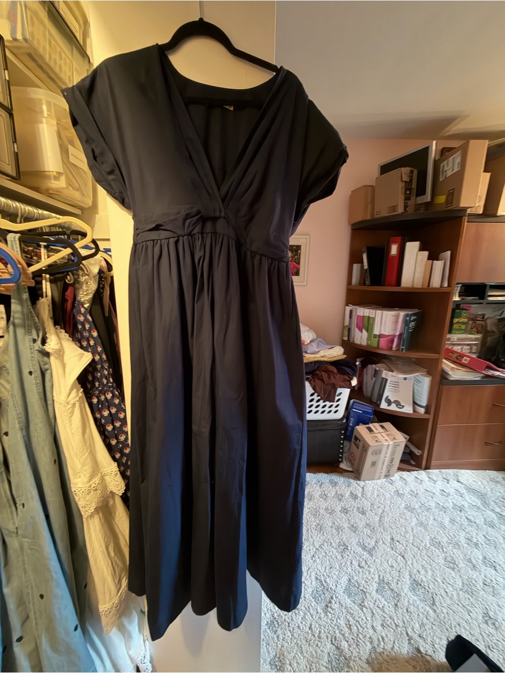 Abercrombie & Fitch Navy V-Neck Maxi Dress